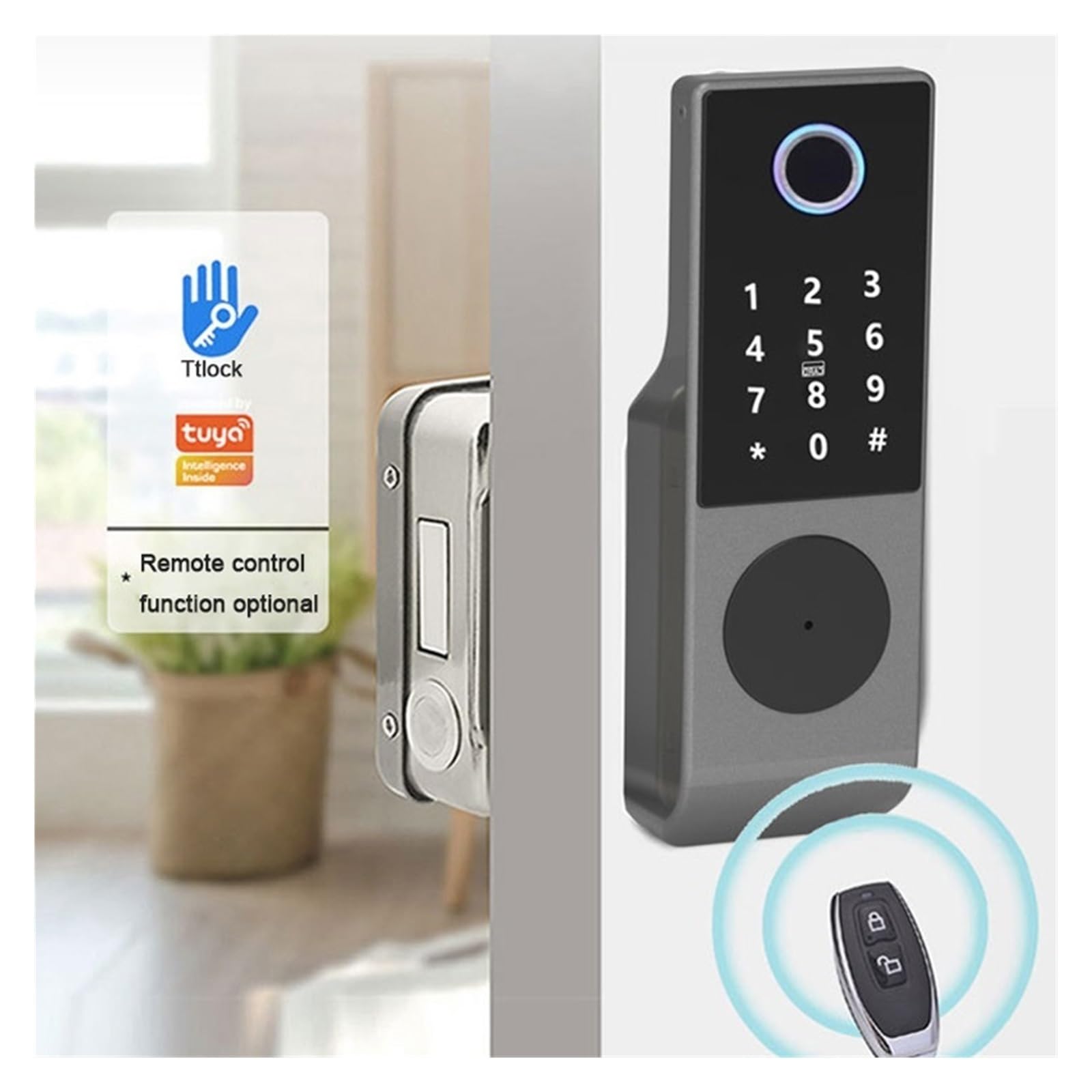 Cerradura inteligente TTLock impermeable para puerta de exterior con huella dactilar, Bluetooth, contraseña y llave mecánica