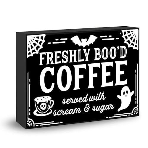 EoffIvan Halloween Decoration Coffee Bar Decor Cute Ghost Freshly Boo’d