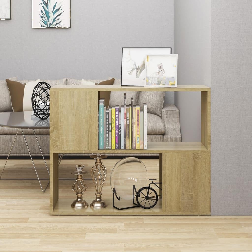 Mobile TV in rovere Sonoma, 80 x 24 x 63 cm, con scomparto aperto, per soggiorno, ufficio, salvaspazio, robusto