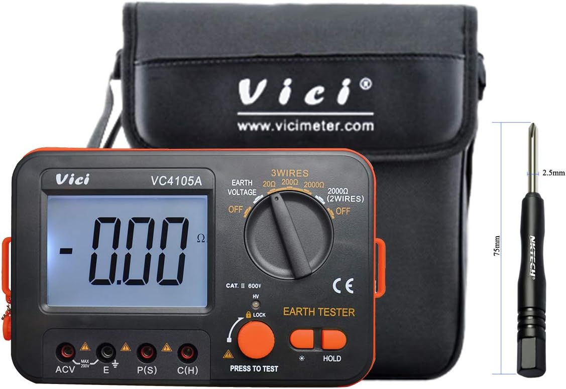 NKTECHVICI VC4105A LCD Digital Multimeter Multimetro Diagnostic-tool Tester Earth Ground Resistance 2000Ω Voltage Meter + TL-1 Screwdriver