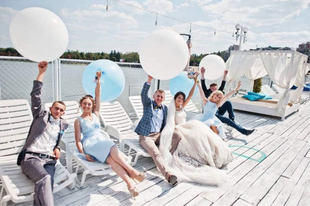 5PCS Big White Balloons Giant 36 Inch Large White Balloon Jumbo Balloon for Birthday Wedding Baby Shower Carnival Party New Year's Day Decorations Supplies