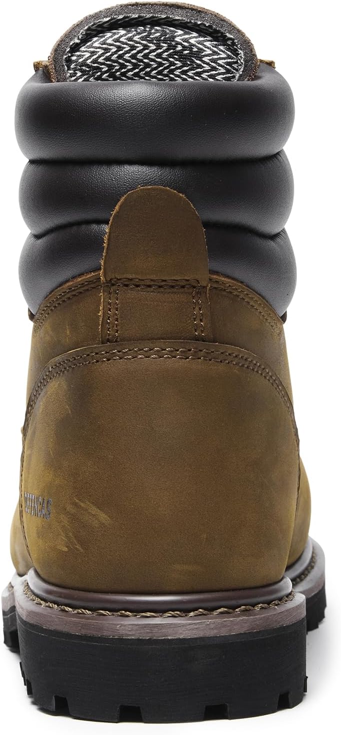 Men's 6" Leather Steel Toe Work Boots for Men, Oil/Slip Resistant Rubber Sole, Men's Safety Construction Boots. 84710
