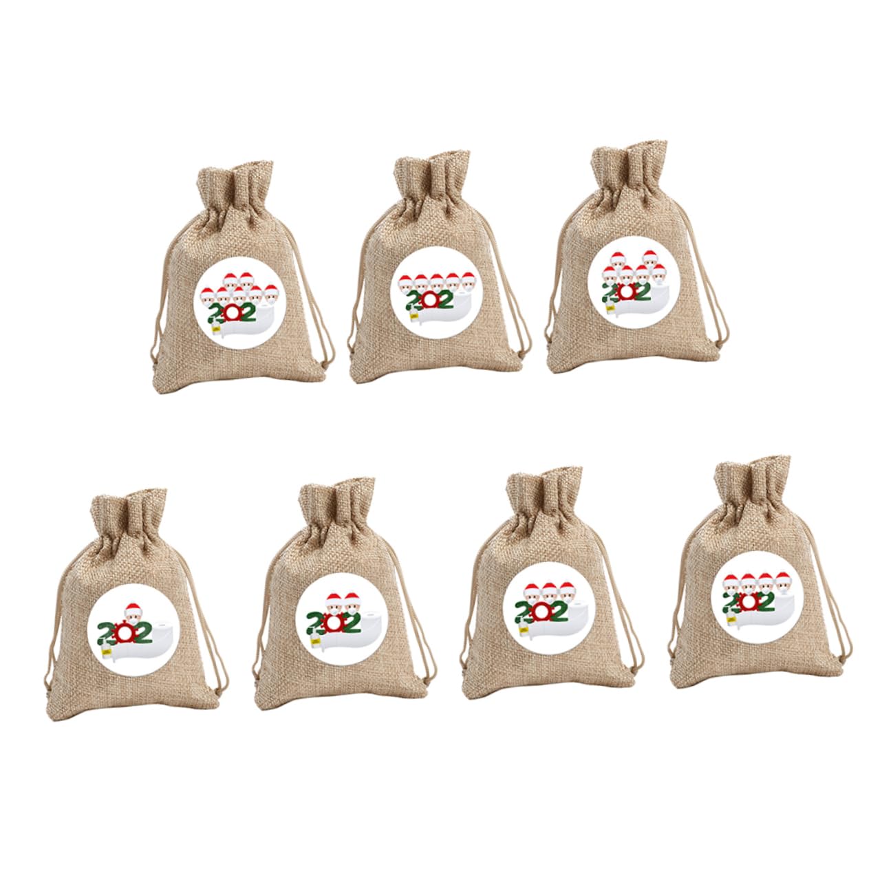 Bolsas de dulces de lino Ciieeo: 14 saquitos de Navidad con cordón para galletas