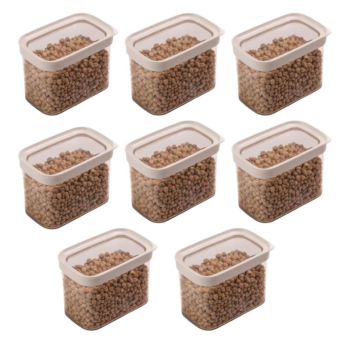 StacPro Airtight Kitchen Containers, Stackable Jar, Modular Storage, Pantry Organiser, Fridge & Dishwasher Safe, Stain & Odour Resistant, Clear & Transparent lid (1100 ml) (White, Pack of 8) (B0D845V4X1) Amazon Price History, Amazon Price Tracker