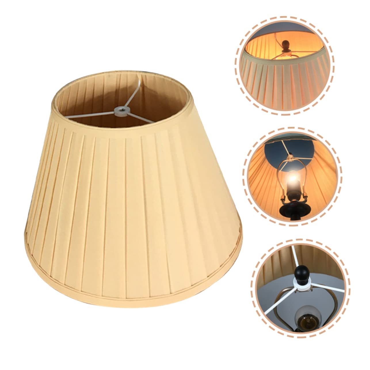 Abat-jour Cylindrique Rétro Doré - 20x14x14 Cm, Douille E27 - Pour Lampe De Table, Chevet Ou Mur, Style Vintage
