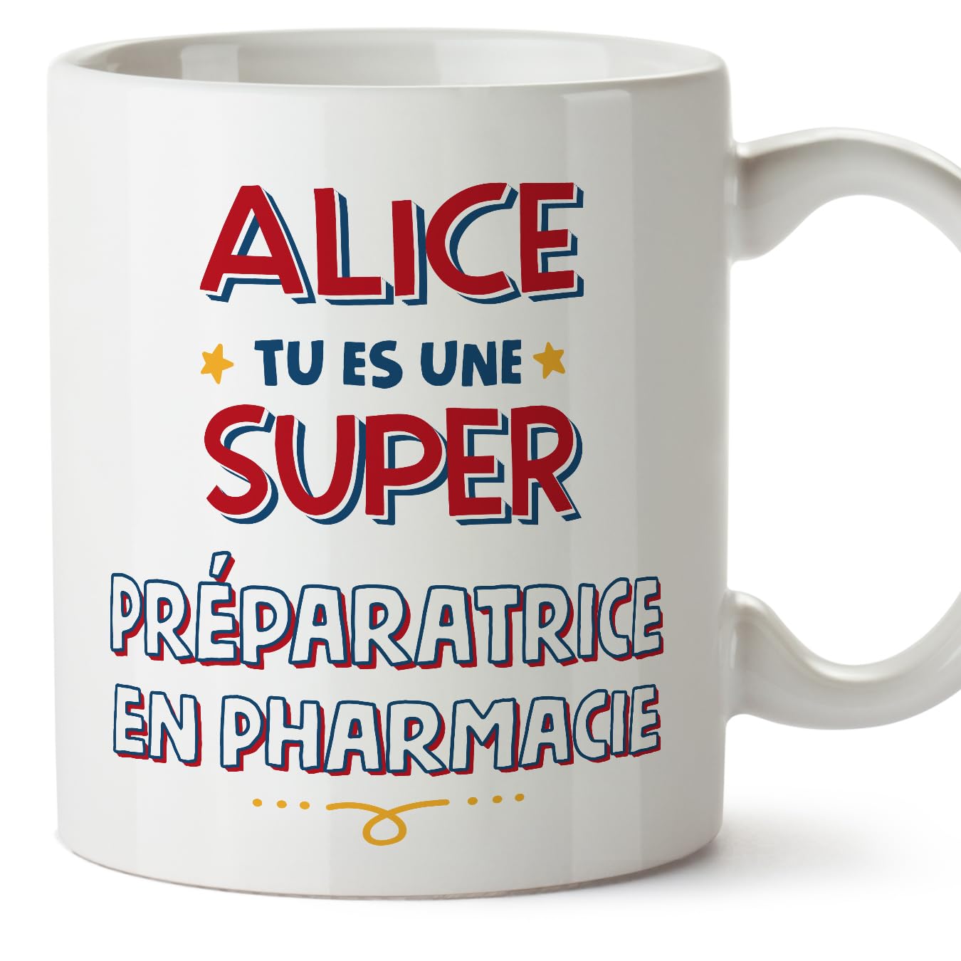 MUGFFINS Personalised Mug for Pharmacy Technician Woman - in French - Tu ES Super - Funny Custom Gift for Colleagues - Ceramic 11oz Mug — image 1
