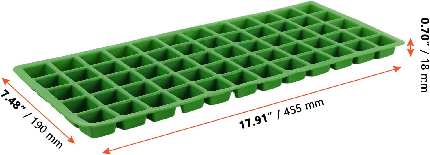 SINJEUN 6 Pcs Silicone Food Molds for Medium Freeze Dryer, 60 Grids Green Silicone Freezer Molds for Freeze Drying Fruit Chocolate Candy Accessories
