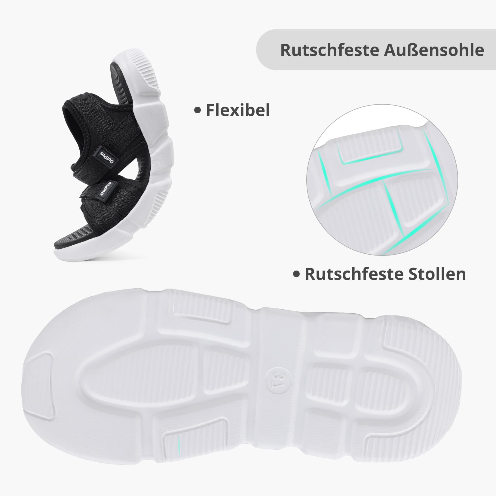 OutPro Sandalias deportivas y de verano para mujer, planas, transpirables, para trekking y senderismo, sandalias deportivas con soporte de arco para playa, viajes, deportivas