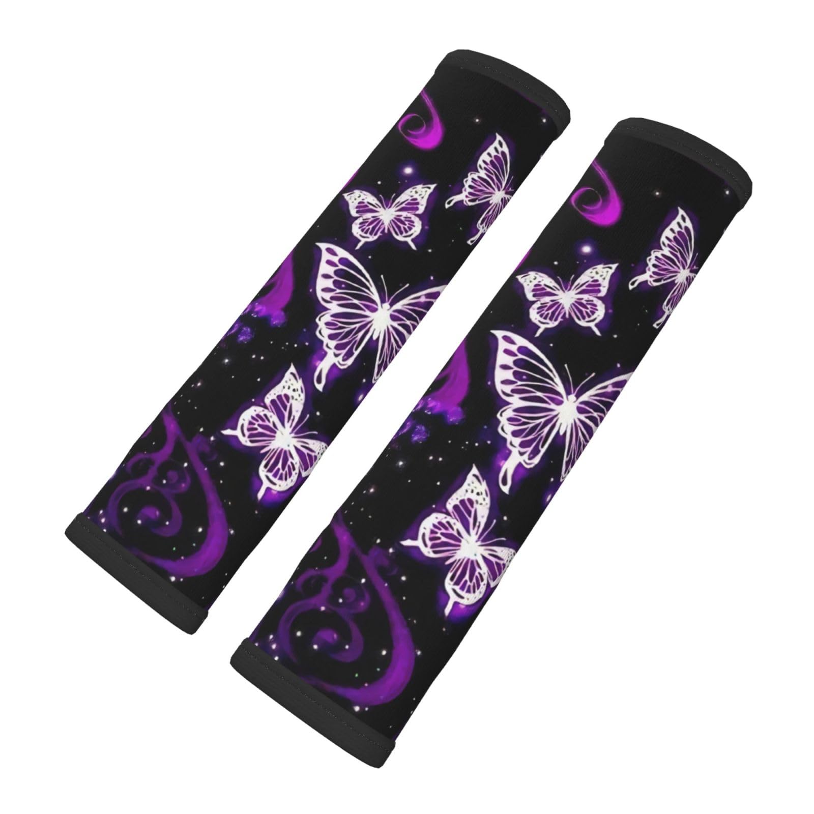 LDHUJDFK Car Seat Belt Cover 2 Pack Purple Butterfly Pattern Seatbelt Strap Shoulder Pad Protector Universal Comfort for Car Bag Girls Boys Men Women