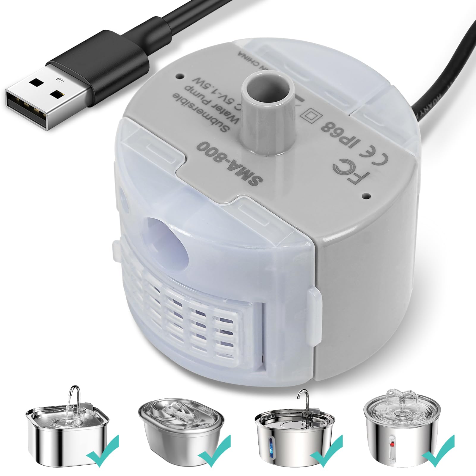 Stainless Steel cat Water Fountain, 3.2 Litre Capacity, Automatic pet Water Dispenser with Quiet Pump, Dogs