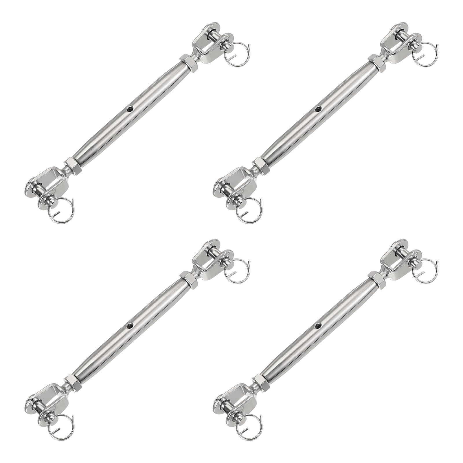 sourcing map Tenditori M8 (5/16") a corpo chiuso con ganasce e ganasce, tenditori per funi metalliche, tenditore regolabile in acciaio inox, tenditore per cavi per ombreggiatura vela, limite di carico