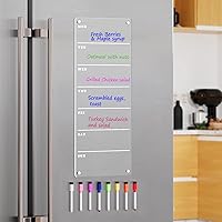 Vista 4 de Planificador semanal magnético para refrigerador de 6 x 17 pulgadas, imán de menú semanal para refrigerador, pizarra de borrado en seco, para hacer