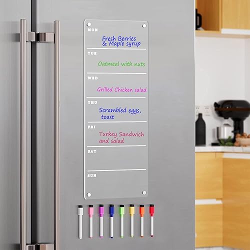 Miniatura 4 de Planificador semanal magnético para refrigerador de 6 x 17 pulgadas, imán de menú semanal para refrigerador, pizarra de borrado en seco, para hacer,