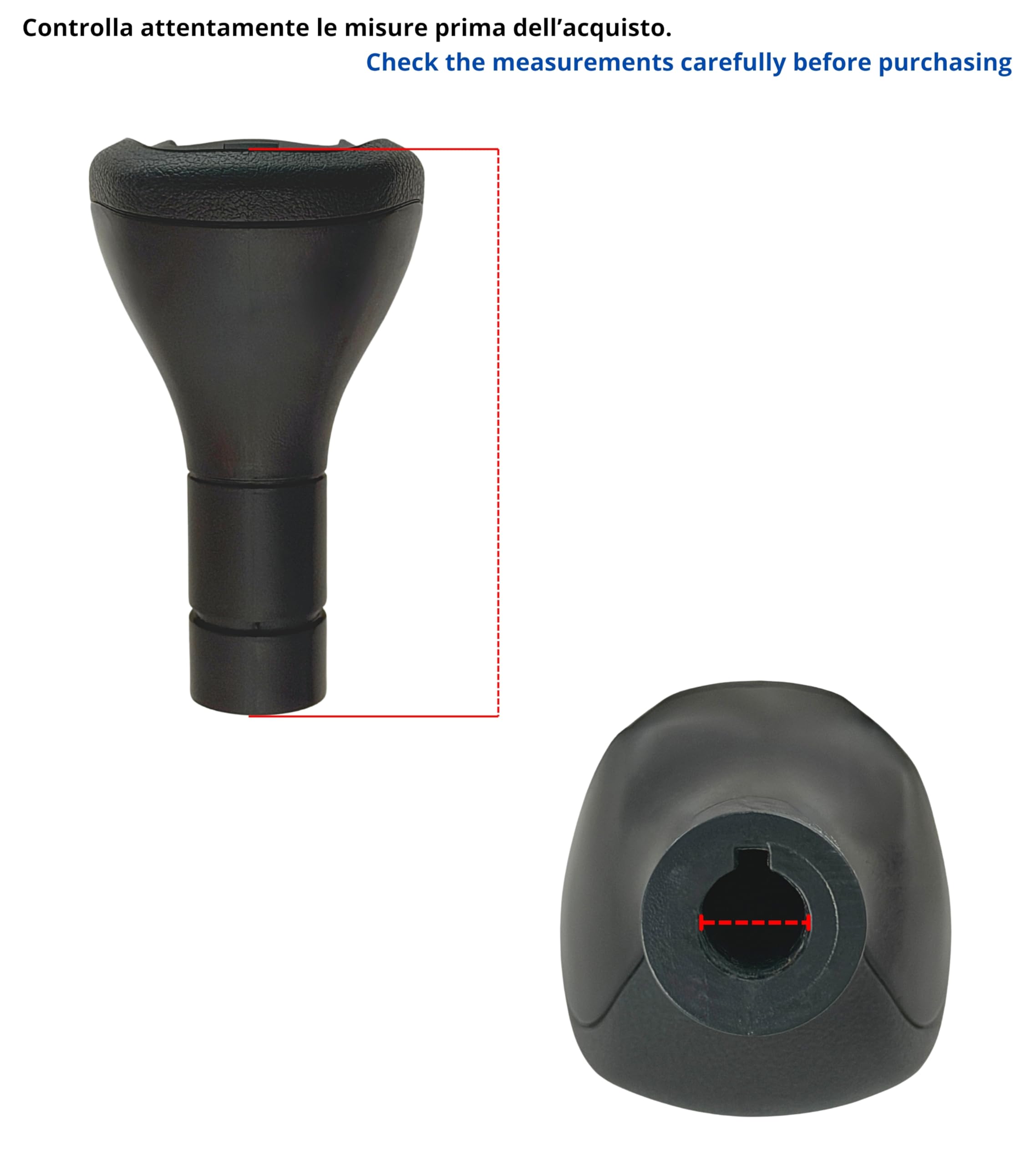 1neiSmartech Pomello per Leva Asta del Cambio 5 Marce Compatibile con Lancia Ypsilon (312) 2011–2015, Colore Nero con Lente Lucida Nera, Retromarcia a Destra