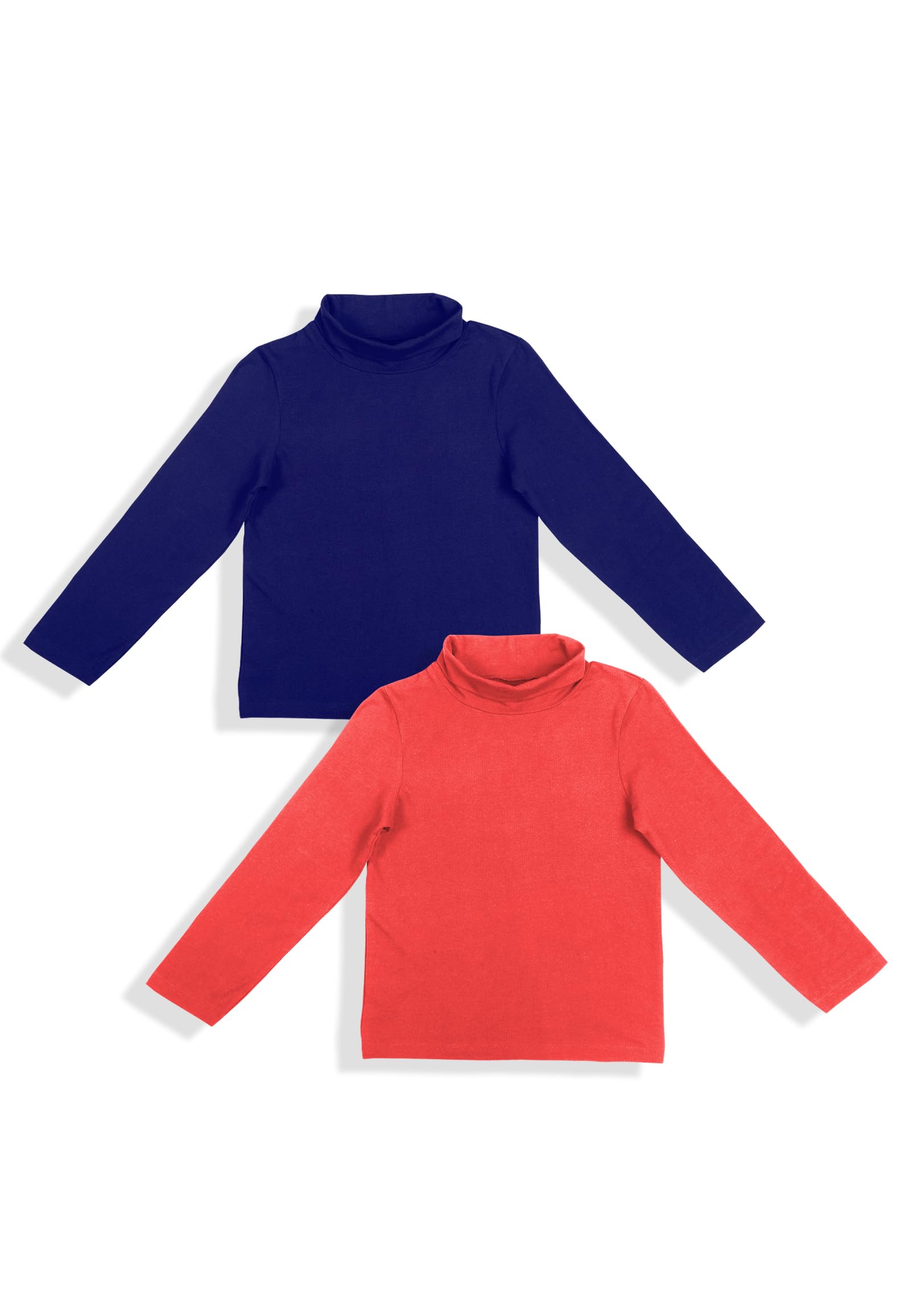Cotton Knit Full Sleeves Antimicrobial Finish High Neck T-Shirt -Navy, Rust-image-0