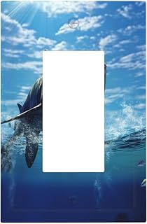 Ocean Fish Wall Plate Decorative Single Outlet Light Switch Cover Temperature and Impact Resistant Electrical Outlet Receptacle Covers for Bathroom Kitchen Bedroom Home Decor