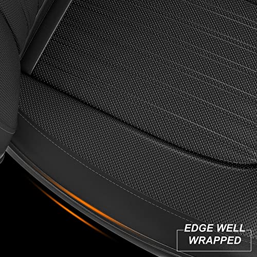 Feelon 2 Pieces Zc Front Car Seat Covers, Waterproof Nappa Leather Front Car Seat Protectors With Headrests, Universal Auto Interior Fit For Sedans Suv Pick-Up Truck, Black #TOP5