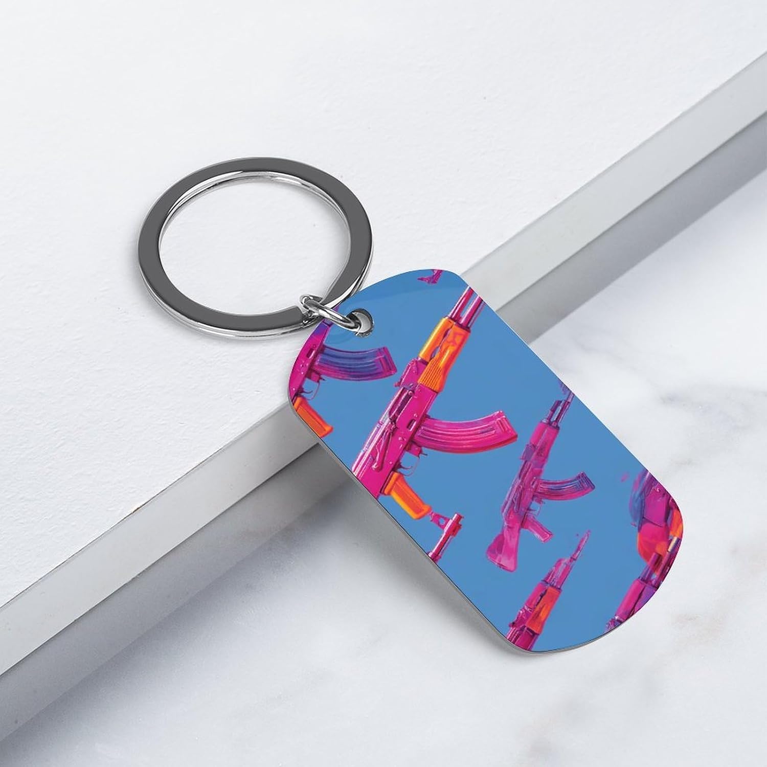 Colorful Guns KeyChain Metal Car Key Ring Dog Tag 1 Pack image 3