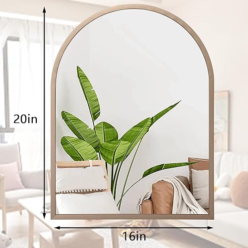 Miniatura 21 de Espejo de pared arqueado negro con marco de aleación de aluminio, espejo de baño de metal cepillado, espejo montado en la pared para sala de estar