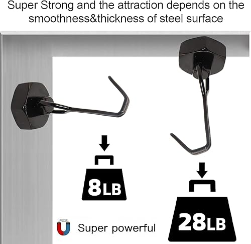 Miniatura 7 de LetuoClips Ganchos magnéticos ganchos magnéticos resistentes de neodimio giratorios para nevera herramientas de utensilios de parrilla refrigerador