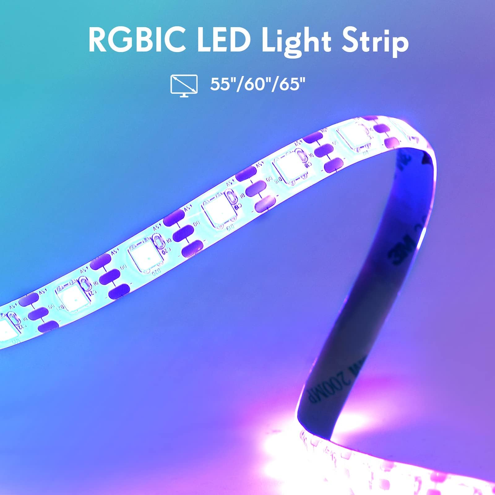 Immersion TV LED Backlight & Sync Box,Fancy RGB LED Lights for TV(55-65 inch),Reactive LED Lights That Sync with TV Picture,Without Camera,App Control,with 3 HDMI Inputs,Project X