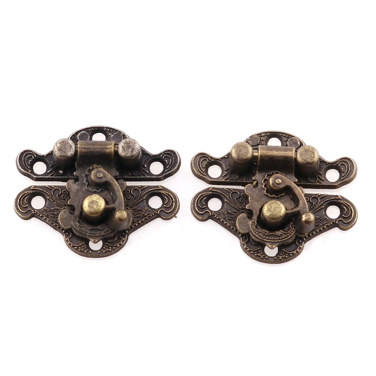 2pcs Retro Design Decorative Cabinet Jewelry Box Antique Buckle Wooden Box Latch Zinc Alloy Buckle 28x23mm with 12pcs Screws for Ultra-Small Boxes