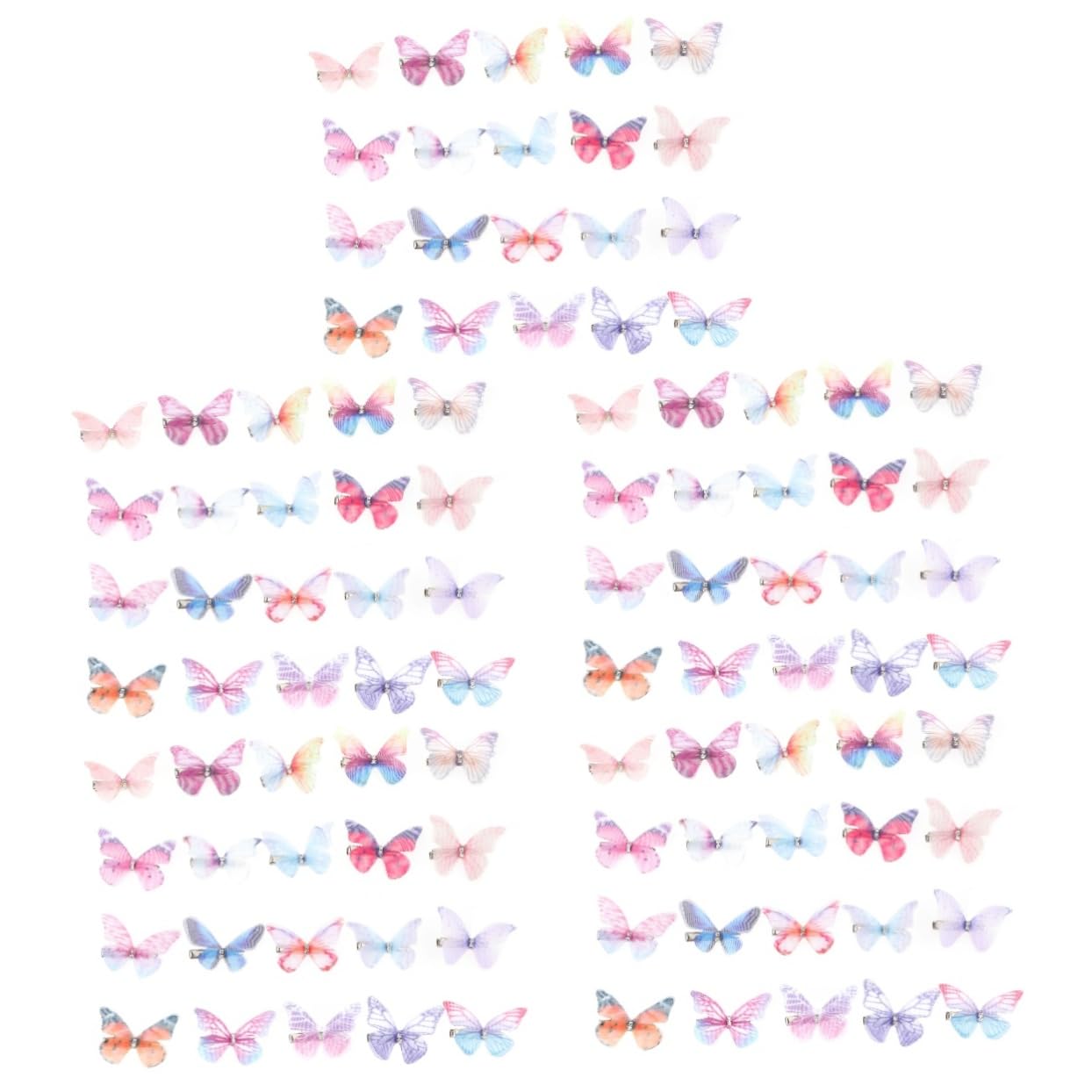 BESTYASH 100 Sztuk Motyl Spinka Do Włosów Akcesoria Do Włosów Brokatowe Akcesoria Do Włosów Wróżka Metalowe Spinki Do Włosów Małe Motyle Spinki Do Włosów Mini Pazury Kawaii Szyfonowa Panna