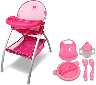 Anivia Baby Doll High Chair, Toy High Chair for Baby Doll, Baby Toy Highchair Doll Chair, Baby Doll Accessories, Baby Doll FurnitureBring a Feeding Trayï¼ˆPinkï¼‰â€¦