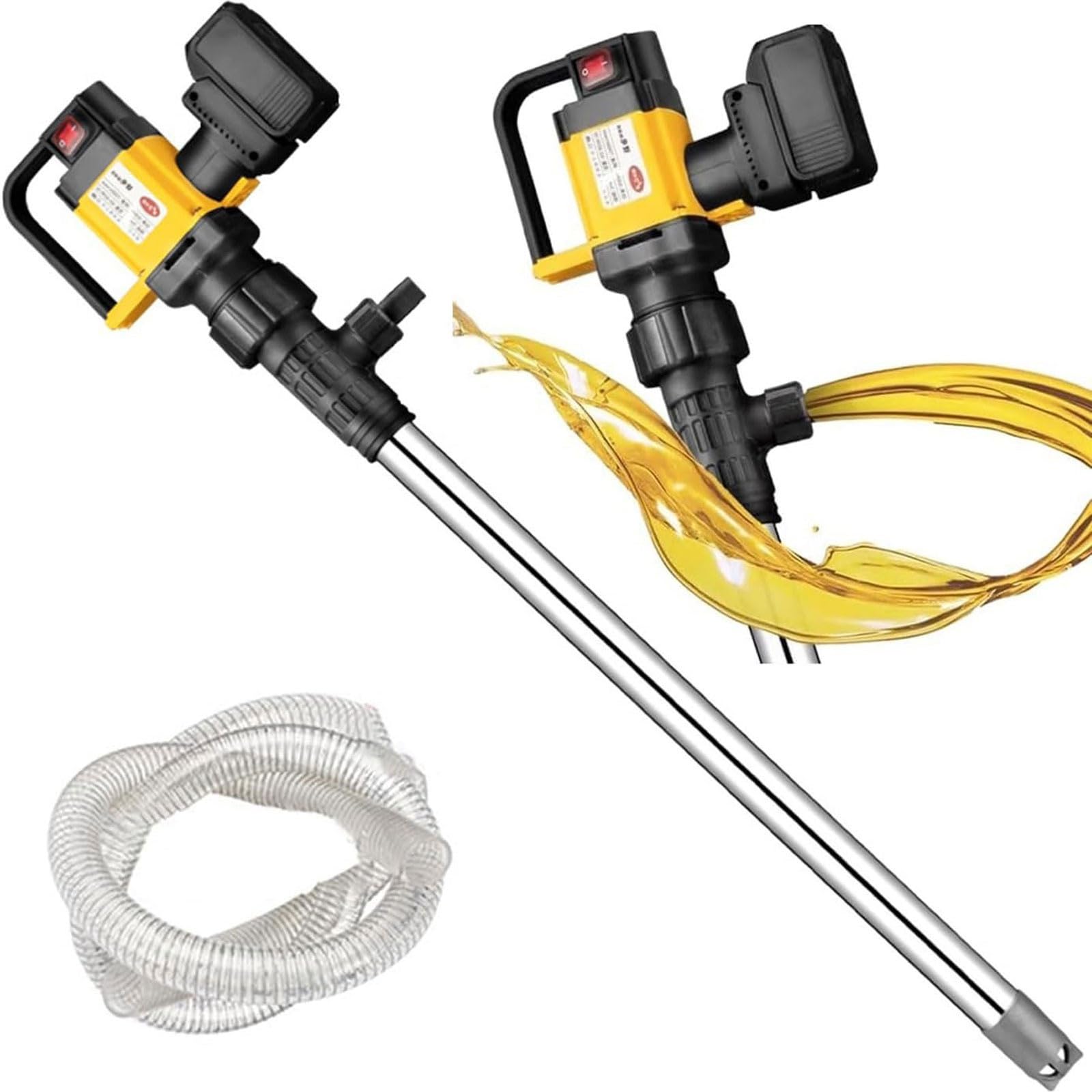 Pompa di trasferimento carburante multiuso, pompa elettrica for barili di petrolio, pompa for fusti di carburante da 1000 W,tubo in acciaio inossidabile da 93cm+tubo flessibile di uscita da 3 m(PVDF-p