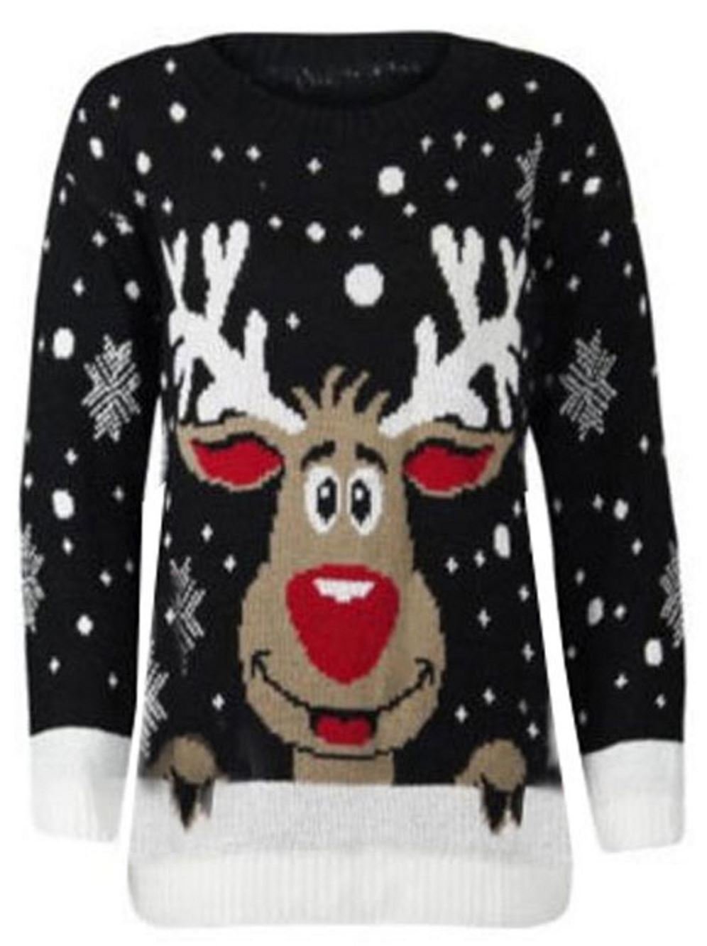 FASHION FAIRIES New Womens Reindeer Christmas Xmas Gift Jumper Knitted Jumper Ladies Size 8-30