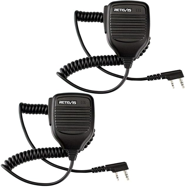 Retevis Handheld Speaker, Remote Speaker Mic, 2 Pin Two Way Radio Mic, Compatible with Walkie Talkie Retevis RT24 RT28 RT27 Baofeng BF-888S UV-5R KENWOOD WOUXUN HYT TYT (2 Pcs)