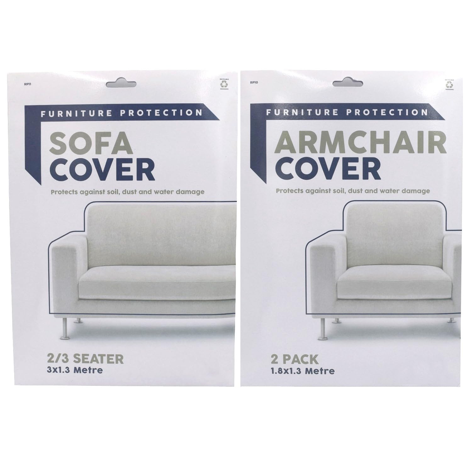 2/3 Seater Sofa Cover plus Two Armchair Covers - Furniture Protection- Dust Protector - Waterproof Polythene Storage Bag for Moving or Removal