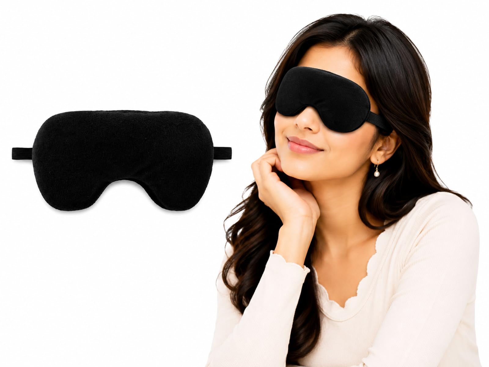 PUFF PURE Light Blocking Sleeping Eye Mask With Elastic Strap For Deep Sleep, Travel, Meditation, Nap, Airplane And Office Rest Use [Black] (Pack Of 1)-image-19