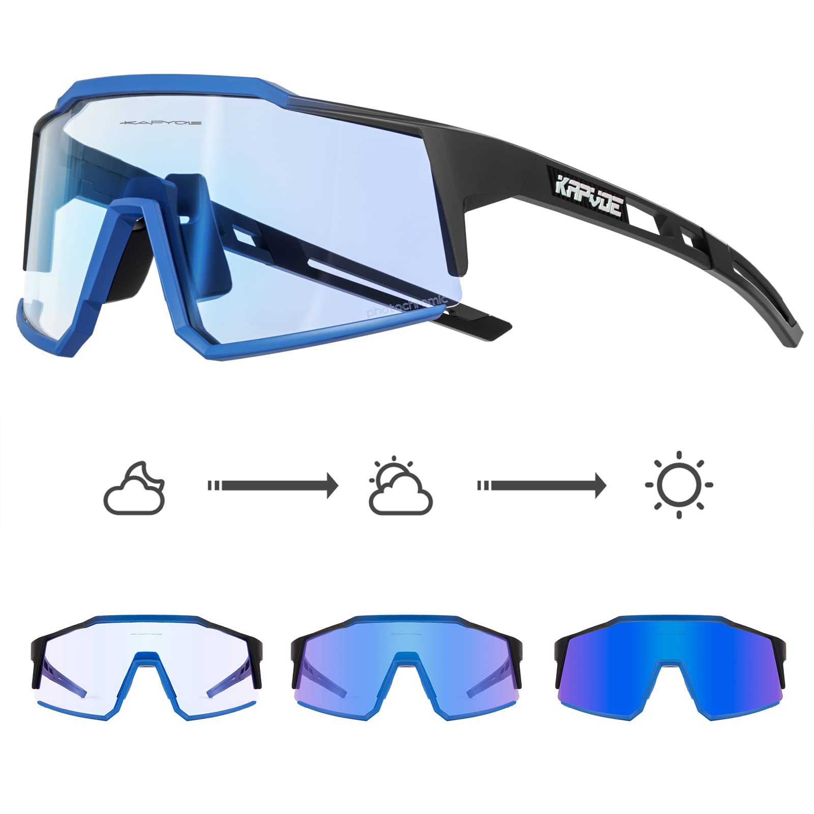 KAPVOE Gafas de Ciclismo Fotocromáticas con TR90 Gafas de Sol Deportivas Mujeres Hombres Running Transparente MTB Bicicleta Accesorios