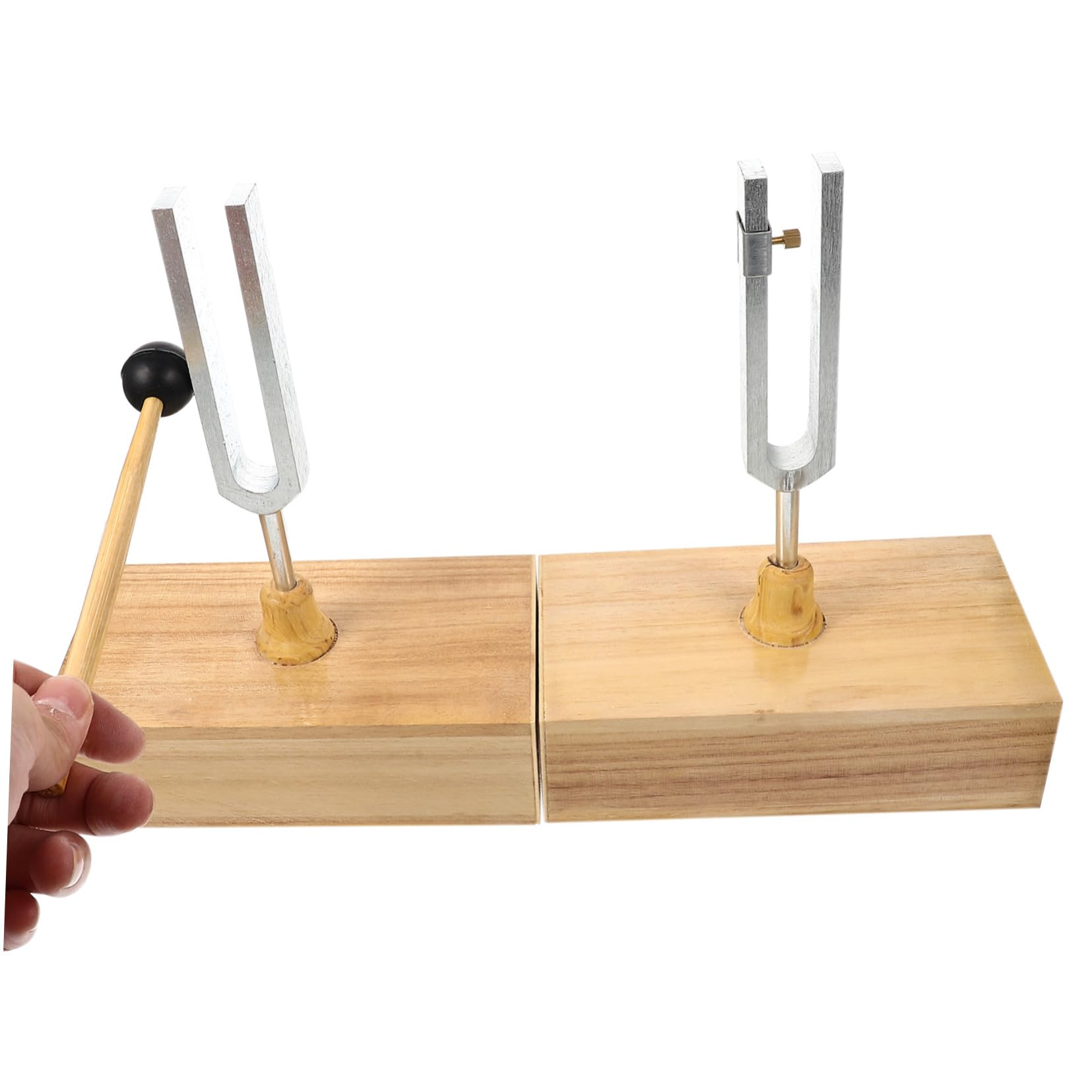 Set di Diapason da 440hz per Esperimenti Fisici, 1 Pezzo | Base in Legno, Martello Incluso, Metallo con Timbro Chiaro e Posizionamento Stabile