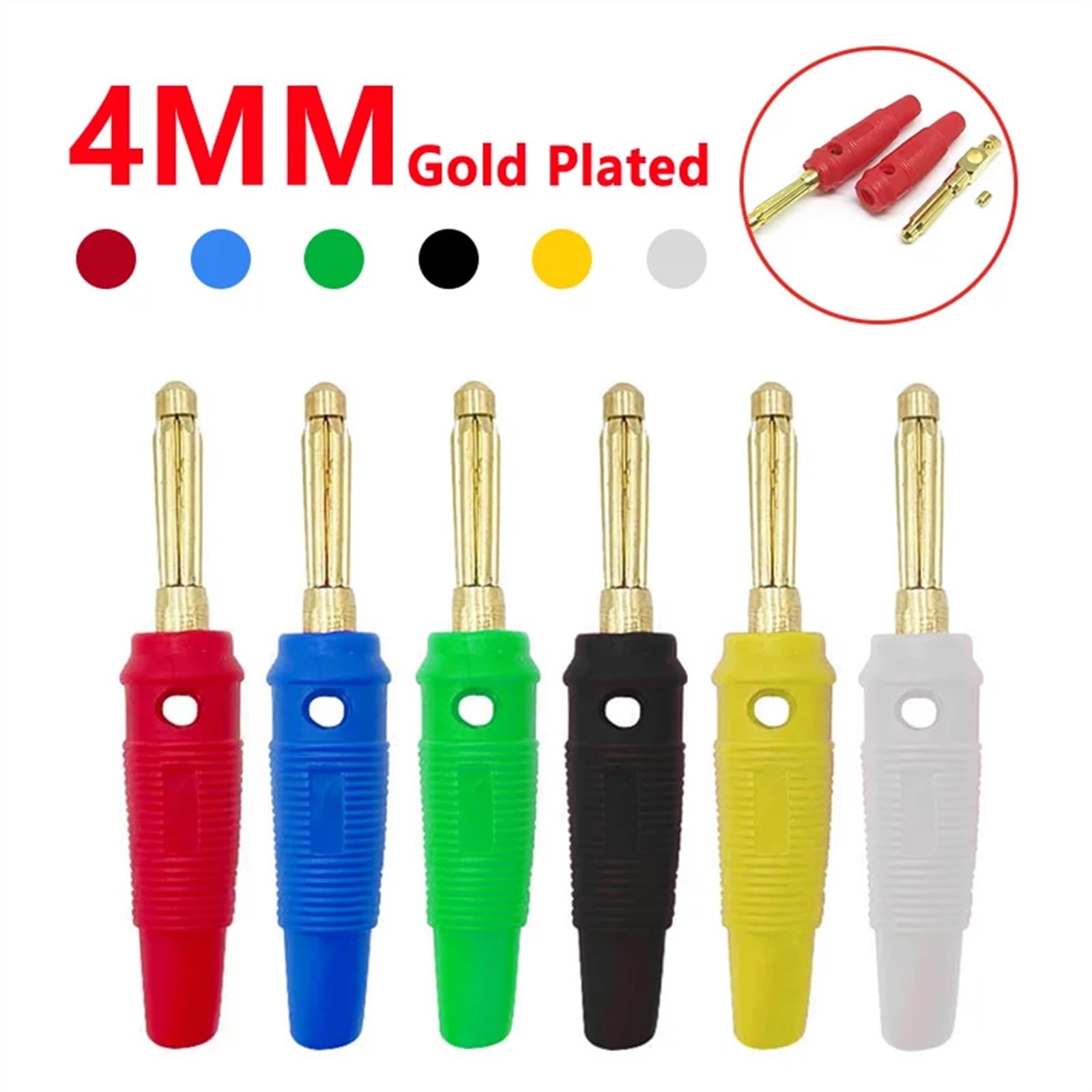 4 mm muzyczny kabel głośnikowy przewód wtyk bananowy pozłacane złącza gniazdo czerwony czarny niebieski zielony żółty (kolor: zielony, rozmiar: 10 szt.)