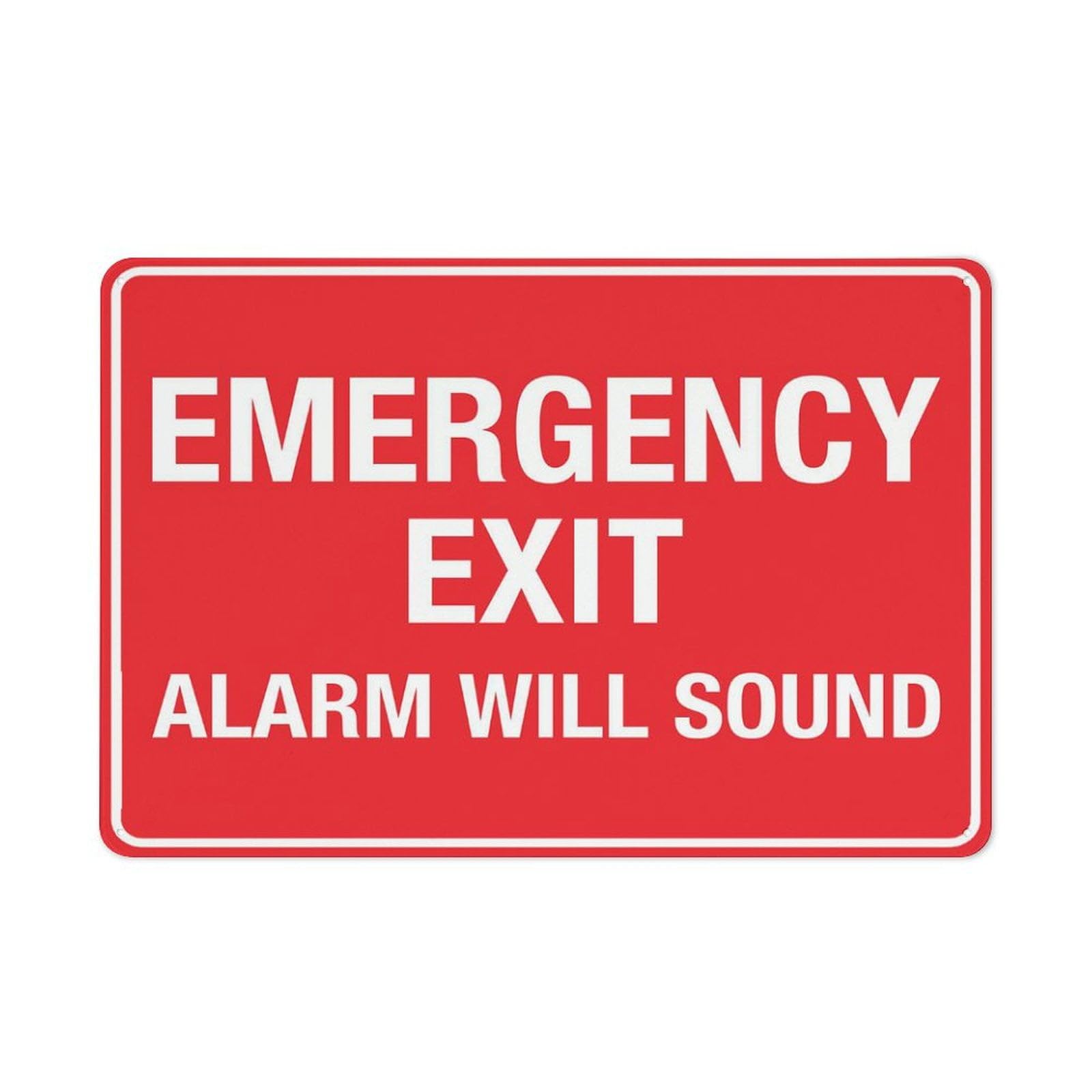 Peiyeety A07 Emergency Exit Alarm Will Sound Sign 12X16 Inches Aluminum Uv Ink Printed For House And Business
