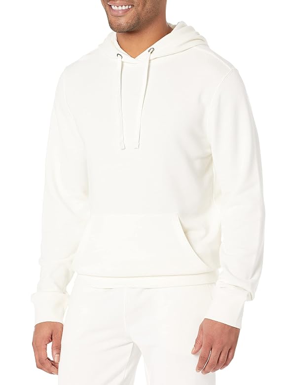 Amazon Essentials Men's Lightweight Long-Sleeve Hooded French Terry Sweatshirt, Soft Polyester Blend, Eggshell White, XX-Large by Amazon Essentials - Used condition - US$10.86