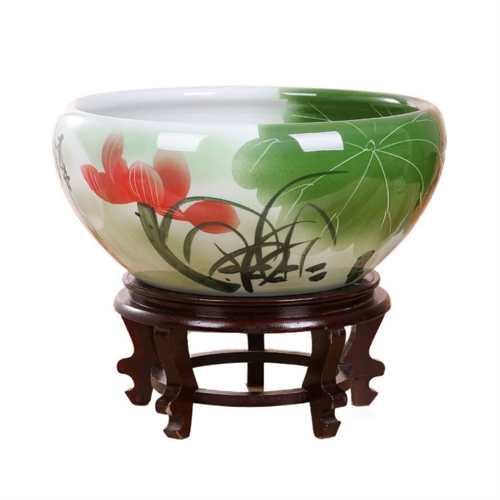 asdchZen Outdoor Indoor Garden Plant Pots Ceramic Flower Pot Bottomless Hole Lotus Pot Hydroponic Plant Pot Living Room Simple Decorative Fish Tank Flower Pots With Drainage Holes,C