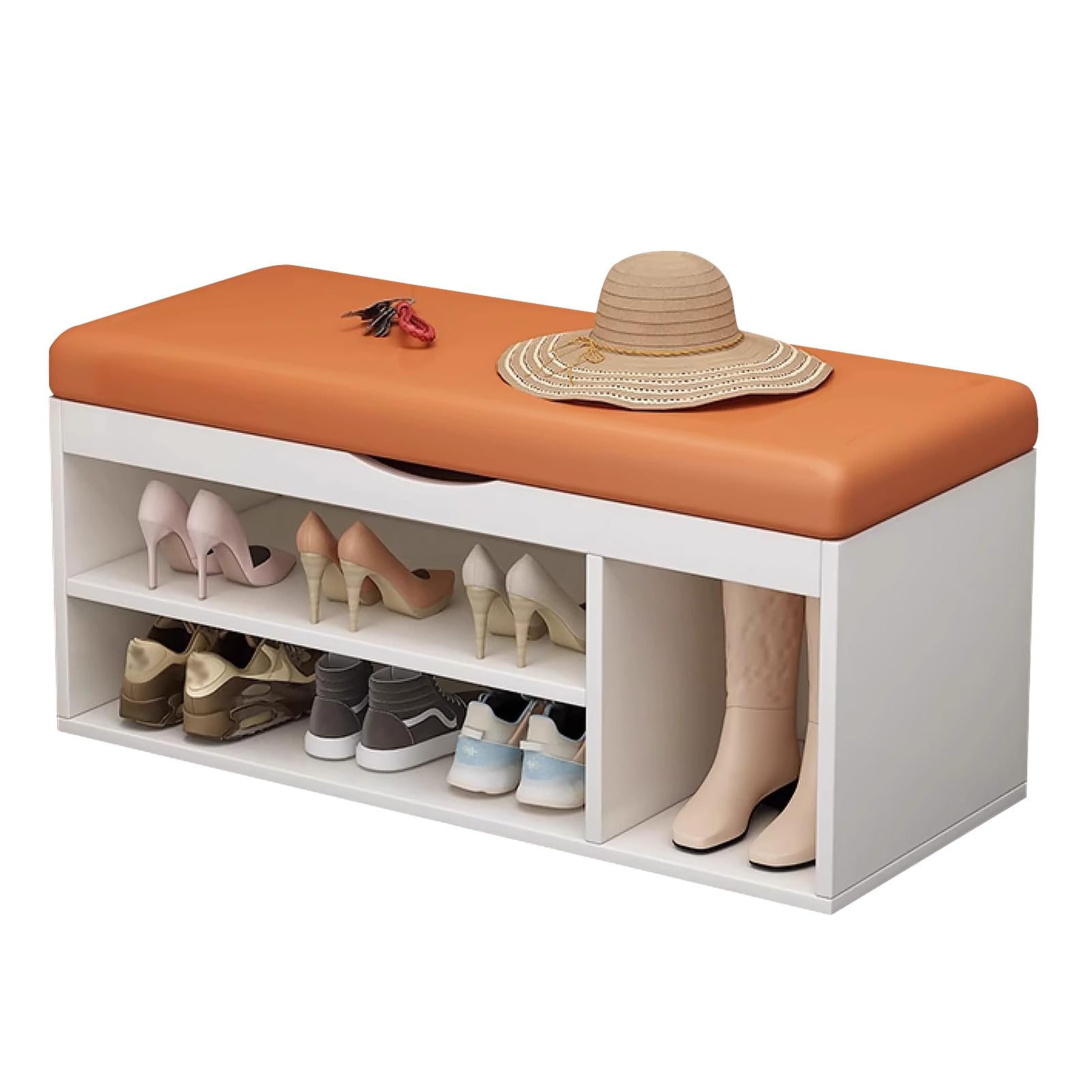 Panca da Ingresso con Cuscino e vano Porta Scarpe, mobiletto Organizer con Coperchio sollevabile per corridoio e Soggiorno, Elegante scaffale con Seduta Comoda, Design salvaspazio