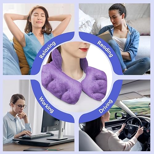 Miniatura 3 de Almohadilla térmica para microondas para cuello y hombros, envoltura húmeda para microondas con peso para aliviar el dolor, tensión muscular y