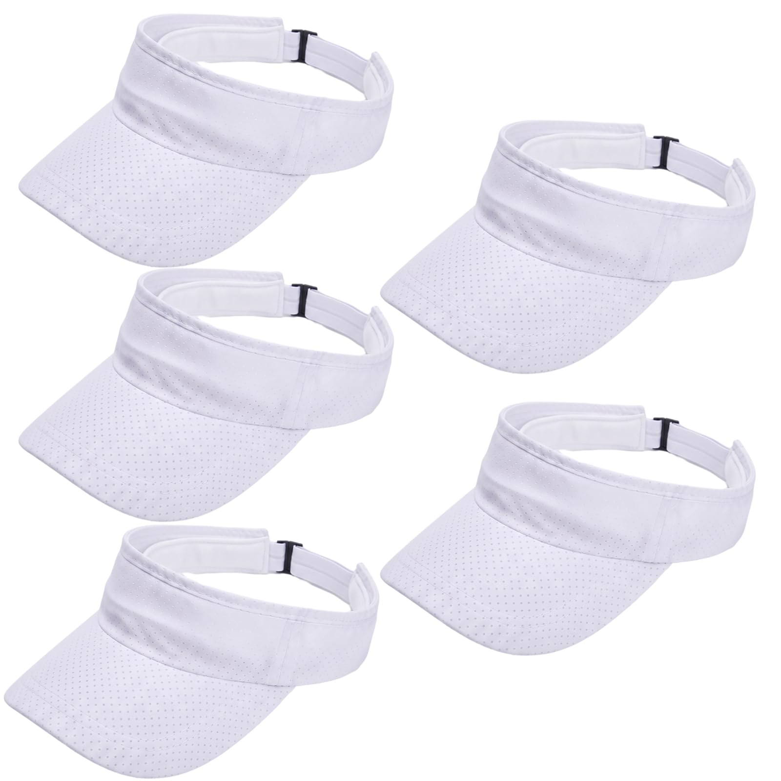 5 Pack Cooling Quick Dry Sun Visors, Unisex Empty Top Breathable Sun Protection Mesh Hats for Outdoor Activities