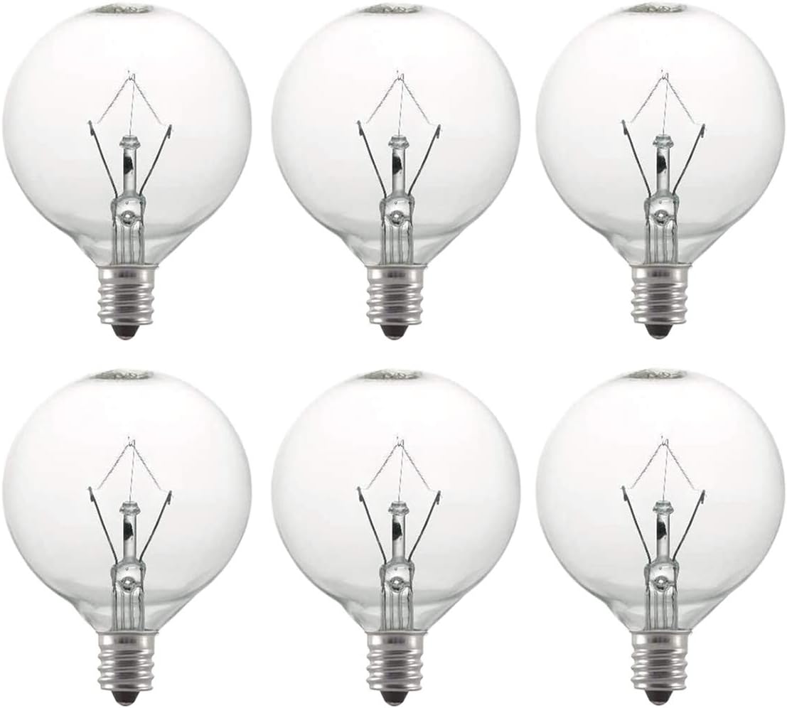 25 Watt Scentsy Bulbs,Wax Warmer Bulbs for Full Size Scentsy Warmers,120 Volt/E12 Base Incandescent Clear Light Bulbs for Candle Wax Warmer,Long Last Lifespan,6 Pack