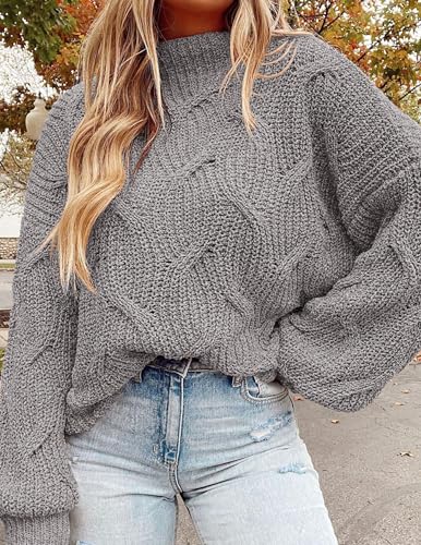 PRETTYGARDEN Women's Fall Oversized Pullover Sweaters Casual Crewneck Long Sleeve Chunky Cable Knit Tops Winter Clothing