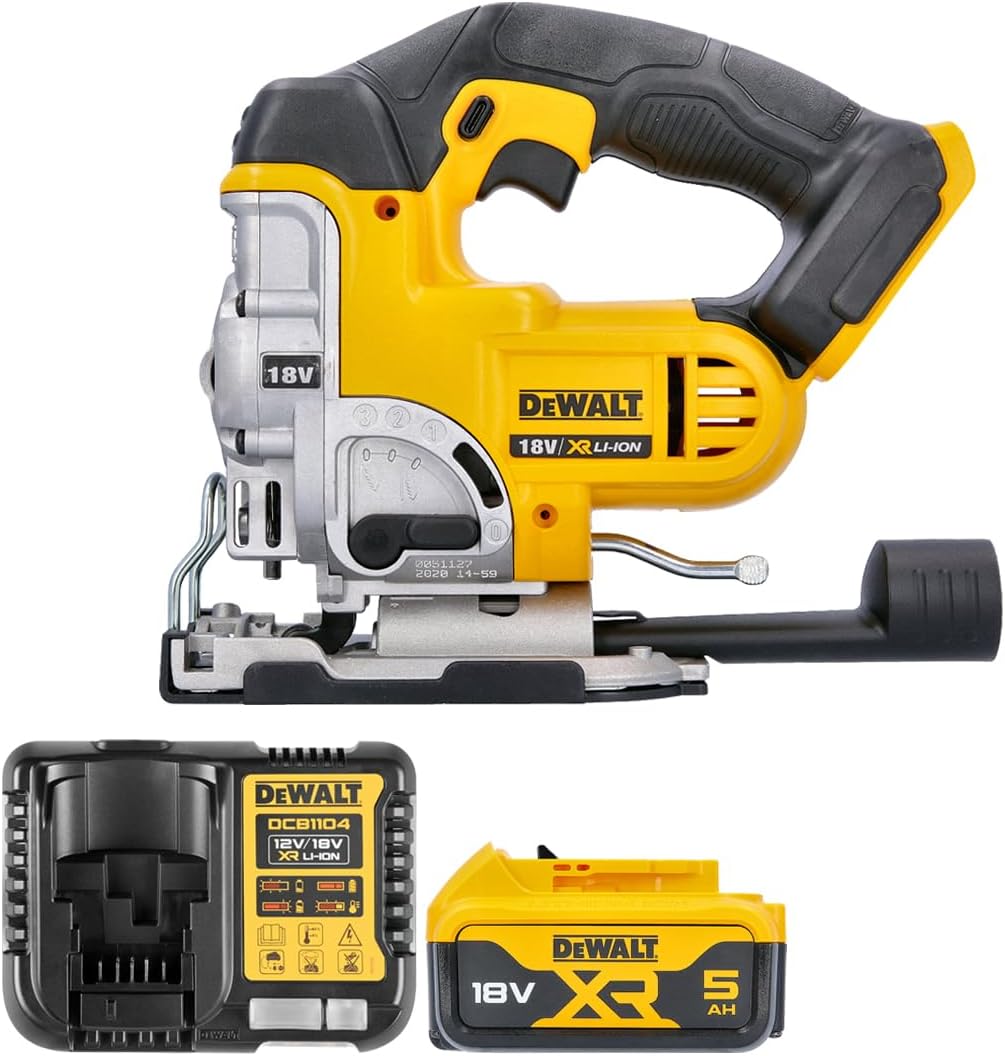 Amazon DEWALT DCS331N 18V XR Cordless Jigsaw Body with 1 x 5.0Ah