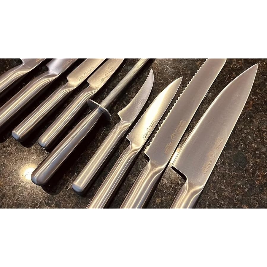 Stainless-Steel-Kitchen-Knife-Set-10-Pieces-High-Carbon-Stainless-Steel-Chef-Knives-Set-with-Wooden-Block-Steak-Knives-Sharpening-Steel-Bar-Satin-Finish Cucina Napoli Stainless Steel Kitchen Knife Set | 10 Pieces High Carbon Stainless Steel Chef Knives Set with Wooden Block | Steak Knives | Sharpening Steel Bar | Satin Finish