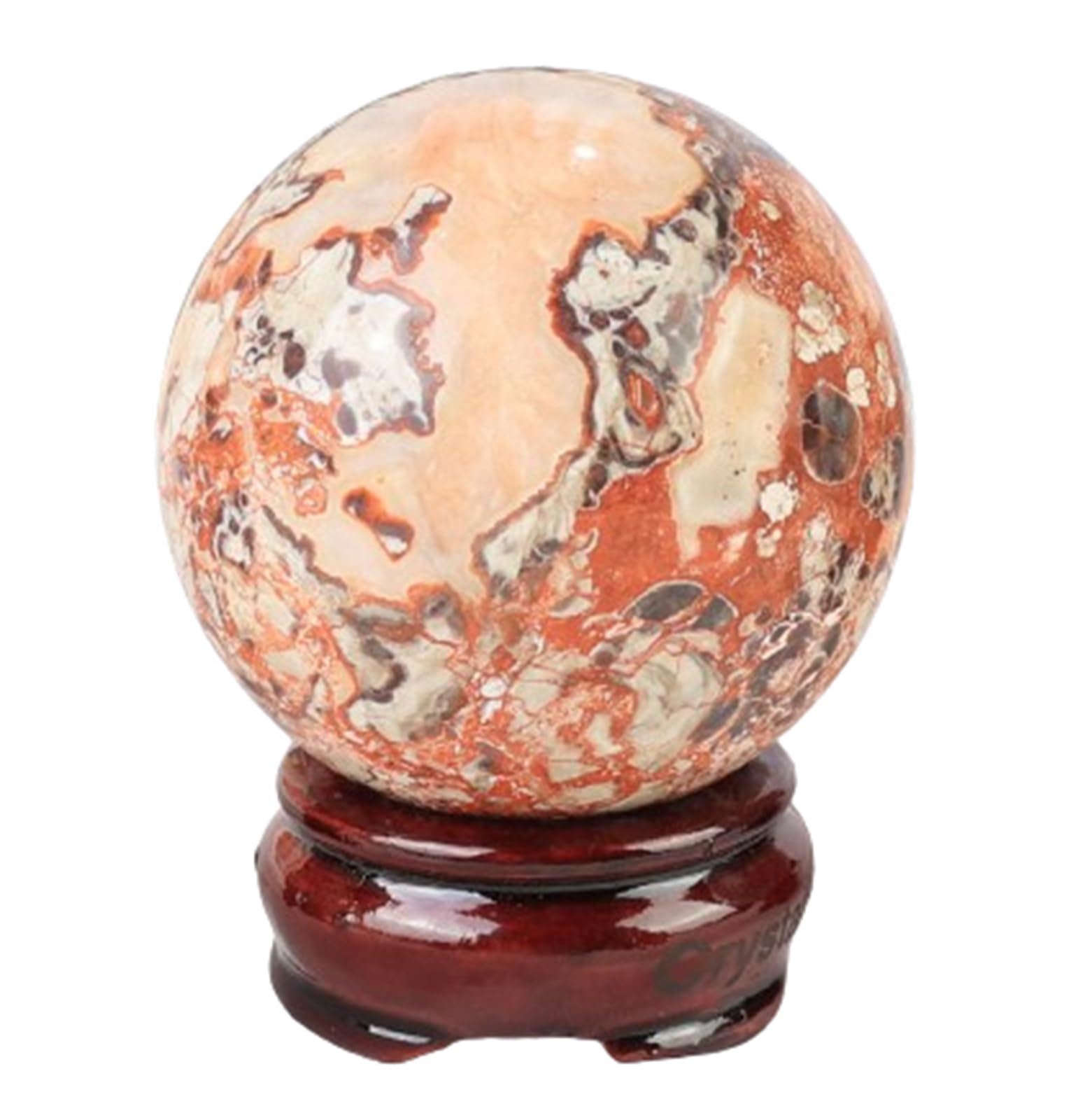 DSZUJTYROP Crystal Money Agate Ball Decor Sphere with Wooden Stand, Feng Shui Stone Sculpture Home Office Scrying,7~7.5cm