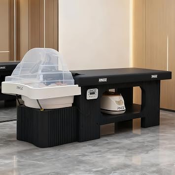 Head Spa Bed, Japanese Head Spa Equipment, Shampoo Bed, with Steamer & Water Circulation System, for Barbershop, Salon Station, Massage Parlor,Plastic Spa Bed