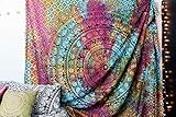 Popular Handicrafts Wall Hanging Tapestry for Bedroom Hippie Elephant Mandala Bohemian Hippy Intricate Indian Tapestry 54 x 82 Inches (140cm x 210 cm) Multicolor Tie Dye