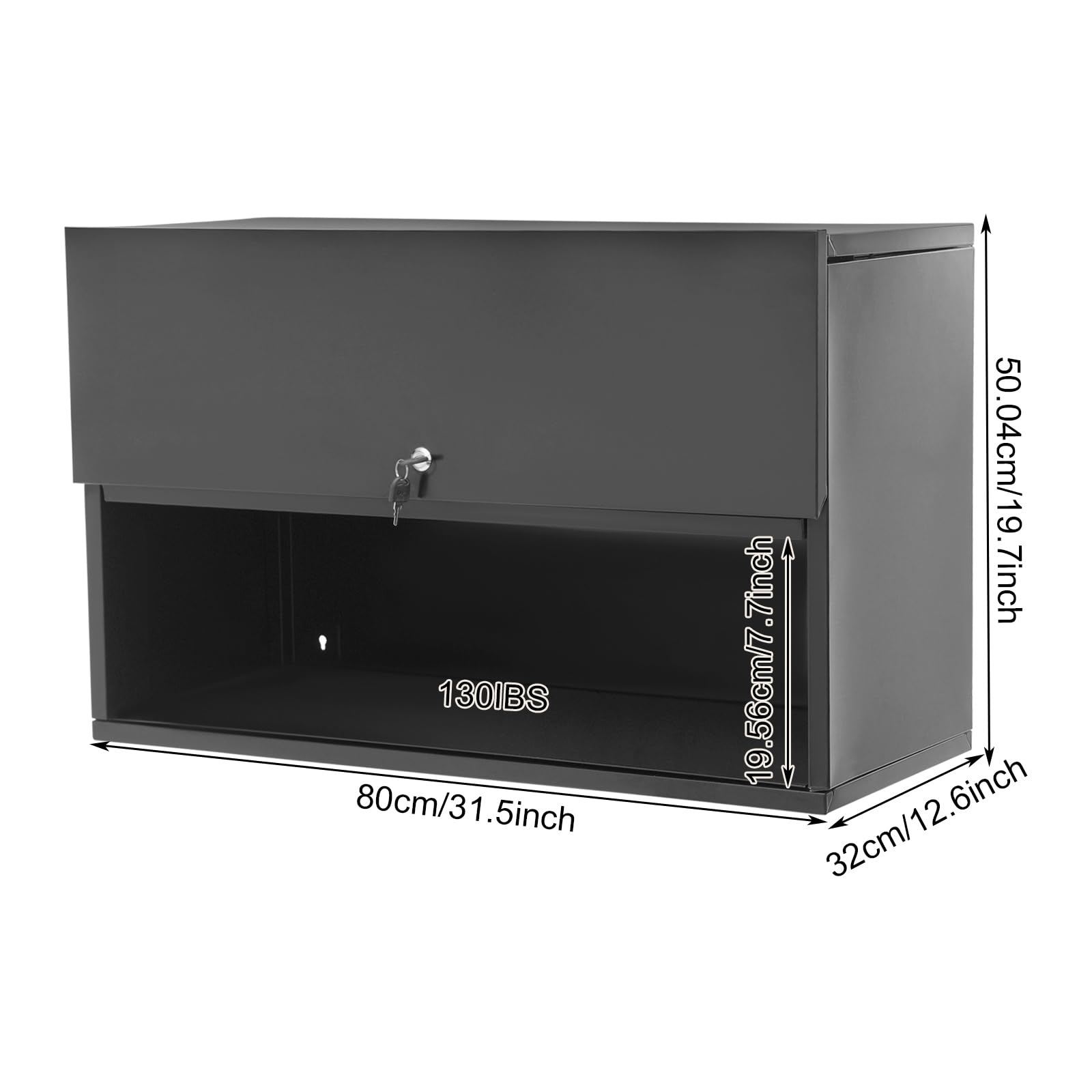 Wall Mount Metal Storage Cabinet Shelves W/Locking, 260lbs Load Capacity, 31.5in Tool Organizer Rack for Home, Garage, Workshop, Office, Library, Laundry, Kitchen, Shop, Bathroom